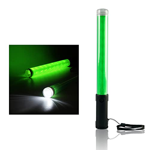 Ellumin 14 Inch Safety Traffic Control Wand Uses 3 AA-Size Batteries,Light Up Green Led Traffic Baton with 3 Glow Modes(Batteries Not Included)