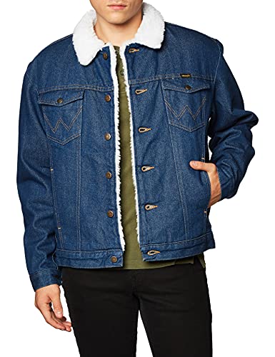 Wrangler Men's Style Cowboy Cut Western Lined Jacket, Denim/Sherpa, Medium
