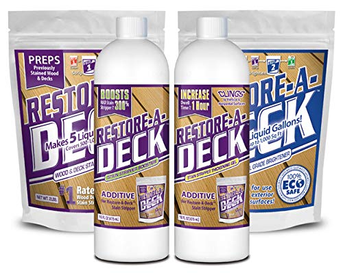 Restore-A-Deck Stain Stripper, Wood Brightener, Booster, Thickening Gel Combo Pack