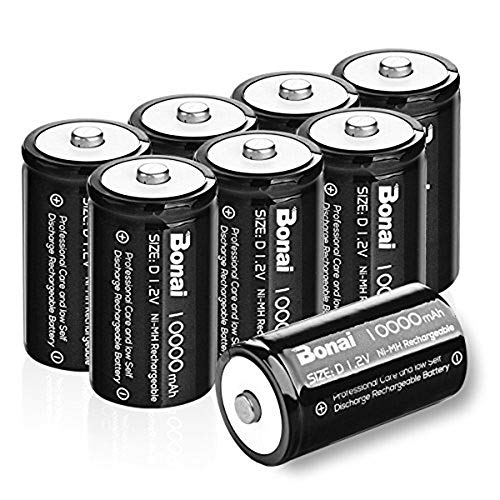 BONAI D Rechargeable Batteries 10,000mAh 1.2V Ni-MH High Capacity High Rate D Size Battery Rechargeable d Cell Batteries high Capacity(8 Pack)