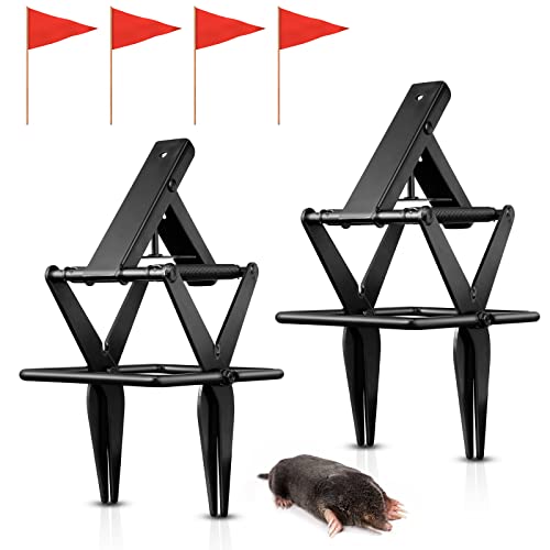 2 Pack Mole Trap, Mole Traps That Kill Best,Mole Killer Easy to Set, Mole Traps for Lawns,Mole Traps Scissor Metal Gopher Trap Large (Black)