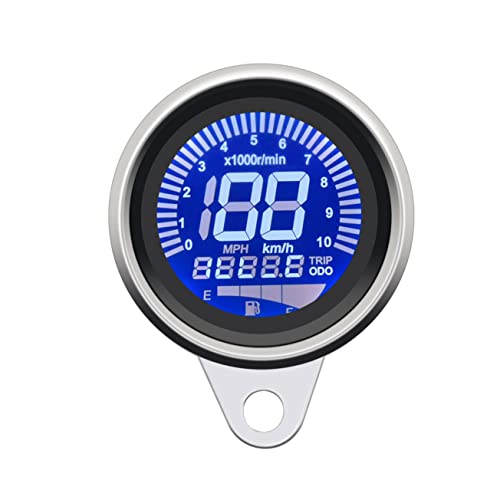 KAOLALI Motorcycle Digital Speedometer Gauge Universal 12V Backlight LCD Motorbike Speed Meter Gauge Oil Level Meter with Night Light