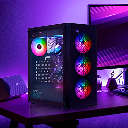 Raidmax X921 Mesh Airflow and Tempered Glass Gaming PC Case with Fans, Pre-Installed 6 Static RGB Color Fans, ATX Mid Tower PC Case, Black PC Case, Support ATX, Micro ATX, Water Colling