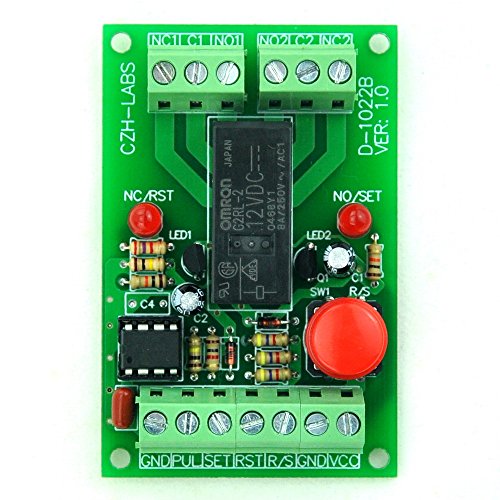 ELECTRONICS-SALON Panel Mount Momentary-Switch/Pulse-Signal Control Latching DPDT Relay Module,12V