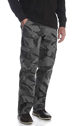 Wrangler Men's Comfort Solutions Relaxed Fit Cargo Pants Anthracite Camo (32x30)