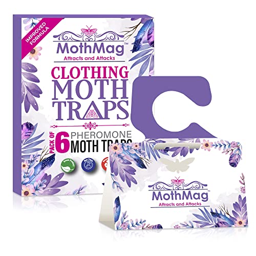 MothMag Moth Traps for Clothes, Closets, Fabrics, and Carpets, Clothes Moth Traps, Closet Moth Traps,Clothing Moth Pheromone Traps, Mothballs Alternative, How to Get Rid of Moths in House