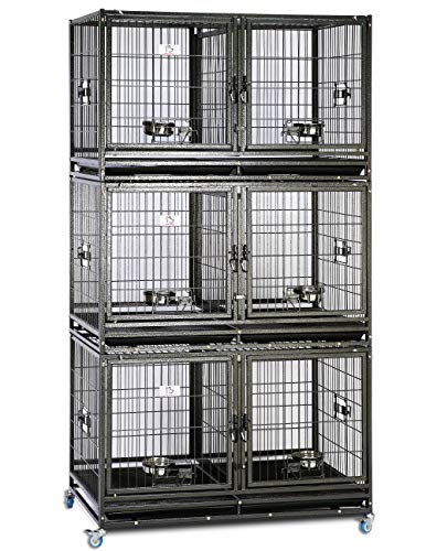 43" Stackable Heavy Duty Cage w/Feeding Doors and Divider or Additional Tray (3xDG-43-T)