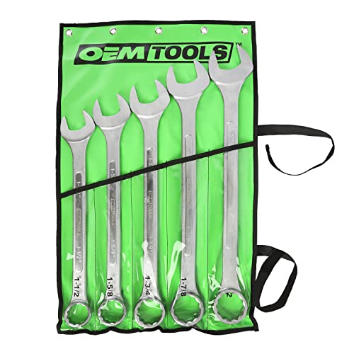 OEMTOOLS 22101 5 Piece SAE Jumbo Combination Wrench Set, Large Combination Wrench Set, SAE Sizes