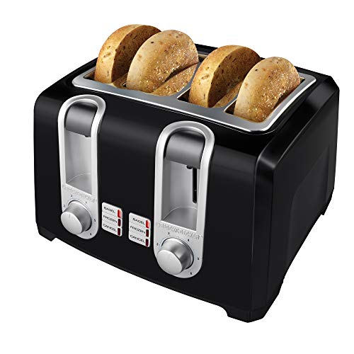 BLACK+DECKER T4569B 4-Slice Toaster, Bagel Toaster, Black