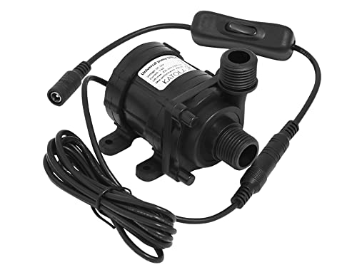 Brushless Water Pump KATOLA BP81-T DC 12V Lift 21ft 185GPH IP68 Universal Submersible and Surface, Noiseless for Watering, Cooling, Pumping, Fountain, Circulating, Pool, Shower, Plumbing with switch