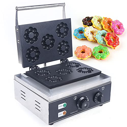 Eapmic Electric Mini Donut Maker Machine Nonstick Commercial Doughnut Baker Maker Home Baker Machine Stainless Steel Makes 5 Blossomshaped Doughnuts Countertop Minipie and Quiche, Waffle Maker 1500W