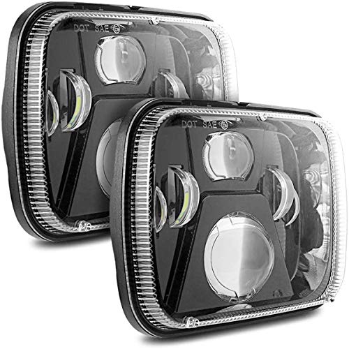Auxbeam 5x7 7x6 Inch Led Headlights with High Low Beam H6054 6054 Led Rectangular Headlight Compatible for Jeep Wrangler YJ Cherokee XJ GMC Replacement H5054 H6054LL 69822 6052 6053 (Black)