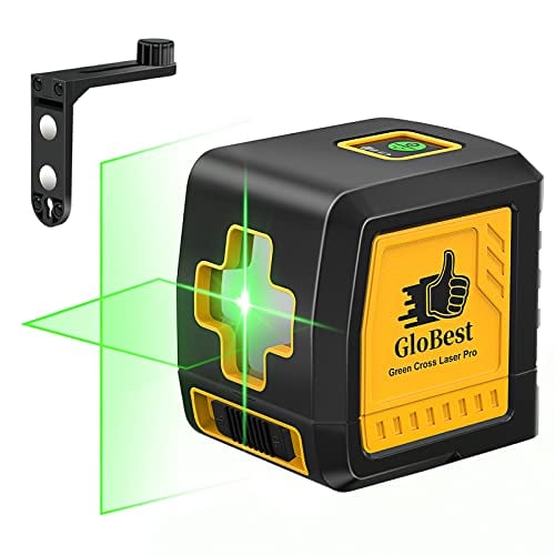 Self Leveling Laser Level, Globest 100Ft Green Cross Line Laser Level Self leveling, Lazer Level 2 line laser tool, for Tile Construction and Wall picture hanging, Manual Self leveling and Pulse Mode