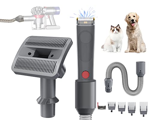 Nekuma Pet Grooming Vacuum Attachment for Dyson, Grooming Clippers & Grooming Brush & Extension Hose Compatible with Dyson V7 V8 Animal Absolute Motorhead, Pet Grooming Tools Kit for Dogs Cats Shedding