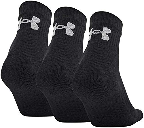 Under Armour Adult Training Cotton Quarter Socks, Multipairs , Black (3-Pairs) , Medium