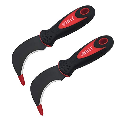 CHILI Tools Flooring Linoleum Knife with SK-5 Hardened Carbon Steel Blade and Soft Non-Sticky Rubber Handle for Cutting Carpet, Vinyl Flooring, Linoleum, Wallpaper, Made In Taiwan (2PCS)