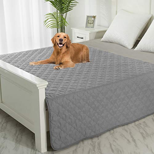 SPXTEX Pet Blanket Pee Urine Proof Dog Blanket for Couch Sofa BedSoft Reversible Furniture Protector CoverLiquid Resistance Blanket for Large Dogs Cats Kids Children 1 Piece 52"x82" Dark Grey+Grey