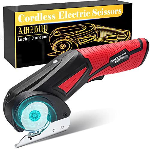 Cordless Electric Scissors Cutter Tool - Rotary Multi-Cutting Power Tools Rechargeable with Safety Lock Sharp Blade for Box Fabric Cardboard Carpet Cloth, Gifts for Men Women Crafter Tailor Household