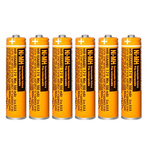 6 Pack HHR-55AAABU NI-MH Rechargeable Battery for Panasonic 1.2V 550mAh AAA Battery for Cordless Phones