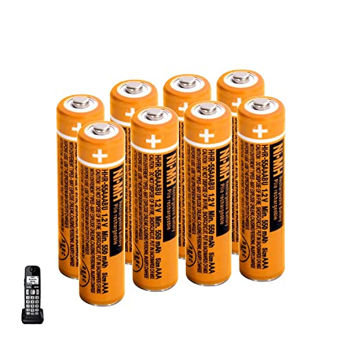 8 Pack 550mAh Nimh Rechargeable Battery, 1.2V HHR-55AAABU AAA Replacement Battery for Panasonic Cordless Phone