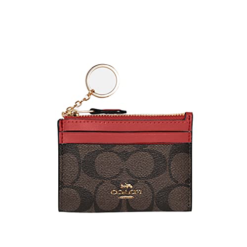 Coach Women`s Mini Skinny Id Case In Signature Canvas (One Size, Im(88208)/Brown Red)