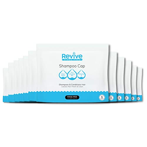 Revive Rinse-Free New Road Health Supply Shampoo Cap, Shampoo and Condition Hair with No Water, PH Balanced and Hypoallergenic, Ideal for Post-Surgery and Elderly Persons, 12-Pack