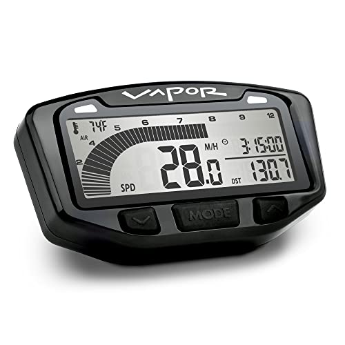 Trail Tech 752-116 Black Vapor Digital Speedometer Tachometer Gauge Kit, 2000-2019 Honda Yamaha Suzuki CRF DR200 TTR TW XT