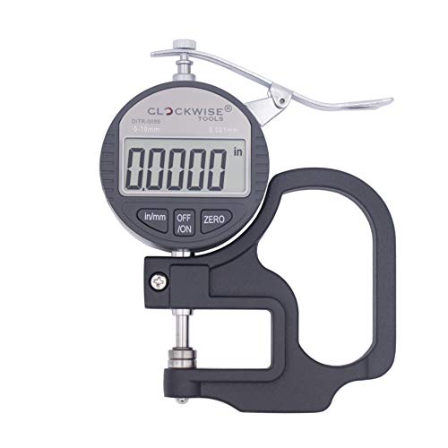 Clockwise Tools DTNR-0055 Electronic Digital Dial Thickness Gauge 0-0.4 inch/10mm 0.00005" Resolution Measuring Tool