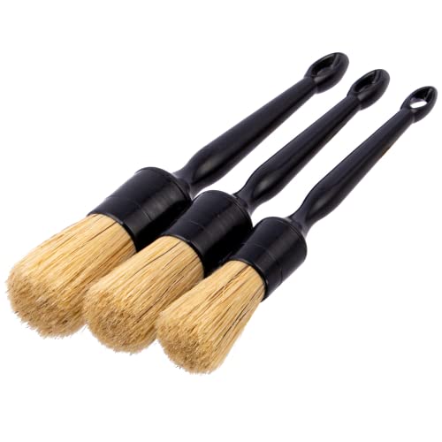 YISHARRY LI Car Detailing Brushes Set for Cleaning Car Wheel Rim, 3 Pack Automotive Cleaning Brushes Set Wet & Dry Use Scratch Free for Interior Exterior, Leather, Emblem, Wheel, Tire Nut