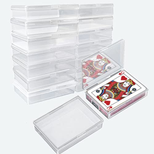 Playing Card Deck Box, 16 pcs Plastic Empty Trading Card Case Holder, 3.8 x 2.7 x 0.8 Inch Clear Card Storage Organizer Containers Snap Closed for Bank Card Business Card Game Card Craft