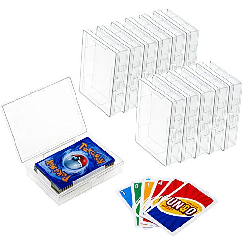 12 Pieces Playing Card Deck Boxes Empty Plastic Storage Box Card Holder Organizer Clear Card Case, Snaps Closed (Clear)