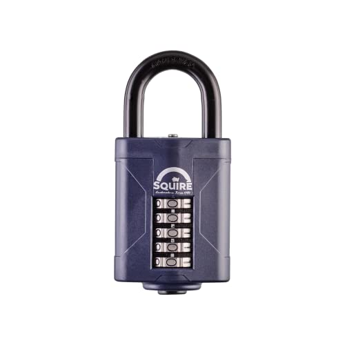 Squire Heavy Duty Padlock (CP60) - Toughest Steel Shackle - 4 Wheel Combination Padlock - Alloy Steel for Corrosion Resistance - Weatherproof Lock for Home, School & Garage (Blue, 60mm)