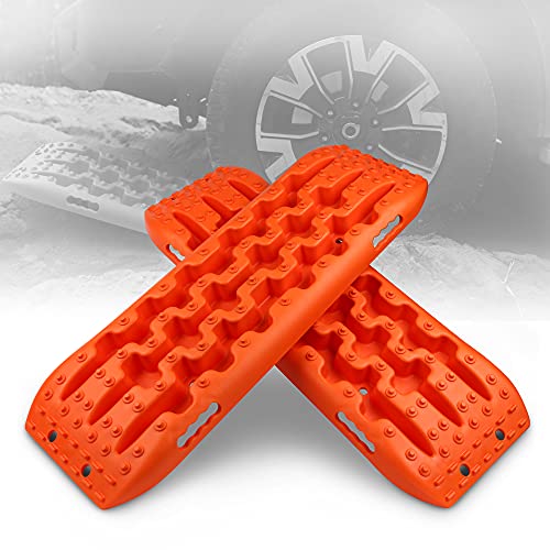 XPV AUTO Recovery Traction Tracks Tire Ladder for Sand Snow Mud 4WD Recovery Traction Tracks Mat for 4X4 Offroad Sand Snow Mud Track Tire Ladder (Orange)