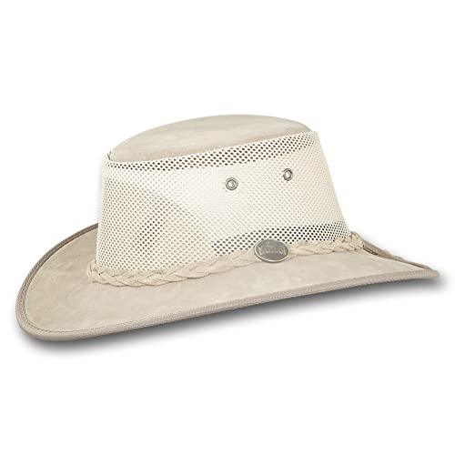 Barmah Hats Foldaway Cattle Suede Cooler Leather Hat - 1064BR / 1064HI / 1064LM (Large, Sand)