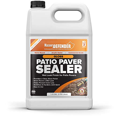 Gloss, Wet Look Patio Paver Sealer, 1 gal - Clear Water-Based Sealant for Natural Stone Surfaces