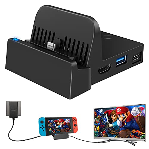 TV Docking Station for Nintendo Switch, WEGWANG Portable TV Dock Station Replacement for Official Nintendo Switch with HDMI and USB 3.0 Port