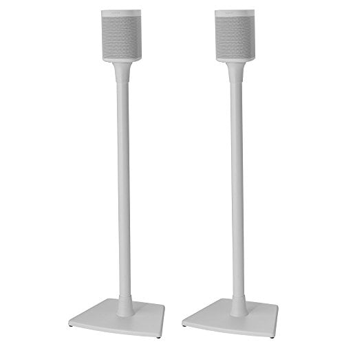 Sanus Wireless Sonos Speaker Stand for Sonos One, Play:1, & Play:3 - Audio-Enhancing Design with Built-in Cable Management - Pair (White) - WSS22-W1