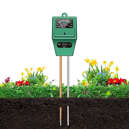 SZHLUX Soil Ggardening Tools 3-in-1 Moisture Meter Light & PH Tester for Plant Care, for Garden, Lawn, Farm, Indoor & Outdoor, 11.4in, Green