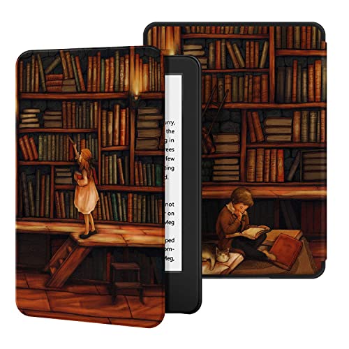 Ayotu Case for Kindle (10th Gen, 2019 Released) - PU Leather Cover with Auto Wake/Sleep-Fits Amazon Kindle 2019 (Will not fit Kindle 2022, Kindle Paperwhite or Kindle Oasis),The Library