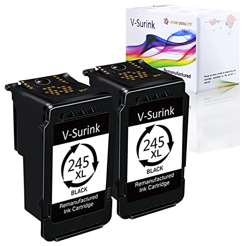 V-Surink High-Yield 245XL Ink Cartridge Replacement for Canon PG-245XL Compatible with Canon Pixma MX490 MX492 MG2522 TS3100 TS3122 TS3322 TS3320 TR4500 TR4520 TR4522 MG2500 Printer (2 Pack, Black)