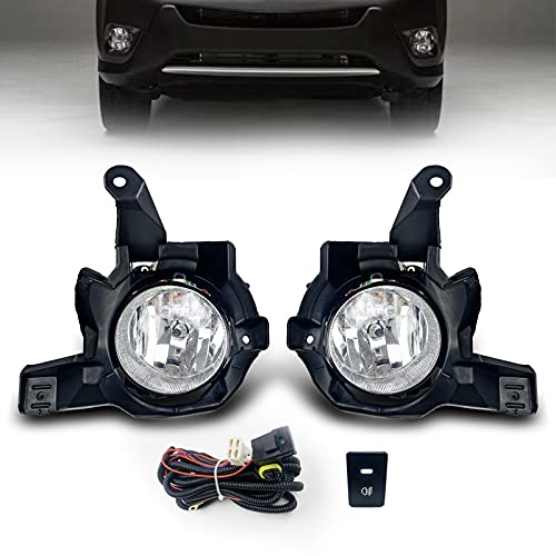 Fog Lights for 2013 2014 2015 Toyota RAV4 with H16 19W Halogen Bulb & Switch and Wiring Kit (Clear Lens)
