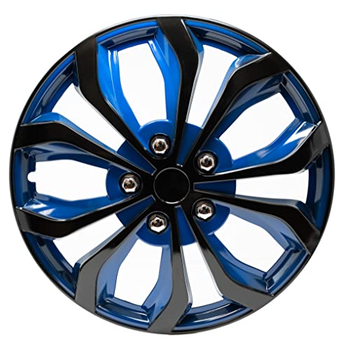 Swiss Drive Hubcap 17 Inch Set of 4 Luxurious Blue and Black Design 17" Durable and Reliable Automotive Wheel Cover Easy to Install - Car Wheel HubCaps