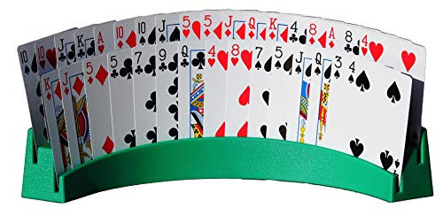 Twin Tier Premier Playing Card Holder (Set of 2) - Holds Up to 32 Playing Cards Easily - 12 1/2" x 4 1/2" x 2 1/4" - Stack for Storage - Made in The USA (Green)