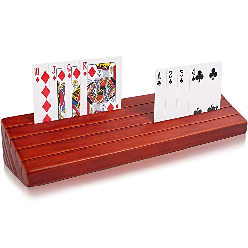 LotFancy Playing Card Holder for Kids Seniors, Wooden Hands Free Cards Holder for Canasta, Poker Parties, Family Card Game Nights, 13.8 Long Version