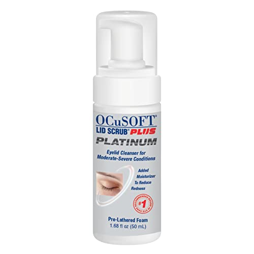 OCuSOFT Lid Scrub Plus Platinum Foaming Eyelid Cleanser 50 Milliters, Extra Strength Cleanser for Irritated Eyelids Associated with Blepharitis, Dry Eye, Meibomian Gland Dysfunction, MGD