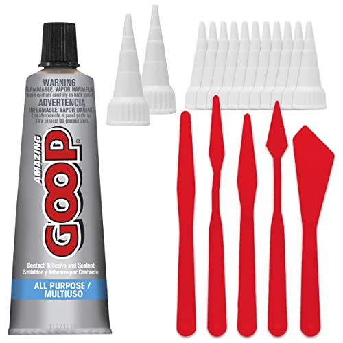 Amazing Goop All Purpose Glue 3.7 Ounce (109.4mL) Tube Industrial Strength Adhesive Dries Clear, 10 Snip Tip Applicator Tips and Pixiss Spreader Tools Set