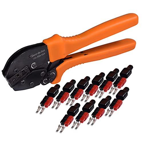 Ratchet Crimping Manual Tool for 15A 30A 45A Connectors and 10 Pair 45A Quick Connect Battery