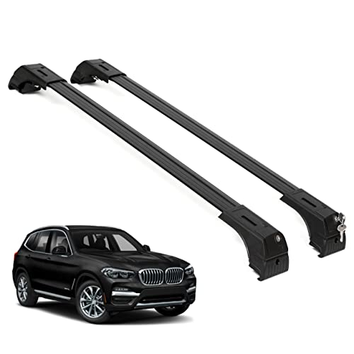 ERKUL Roof Rack Cross Bars Compatible w/BMW X3 2018-2023 |Aluminum Lockable Rooftop Luggage CrossBars Set to Carry Cargo Carrier,Canoe,Snowboard,Bike ERKUL Car Accessories | Black