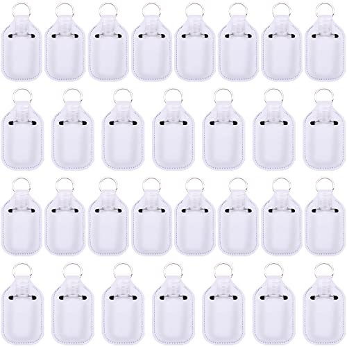 Duufin 60 Pieces Empty Travel Size Hand Sanitizer Bottles with Keychain Set Including 30 Pieces Clear Refillable Bottles and 30 Pieces Hand Sanitizer Holder Keychain for Backpack and Purse