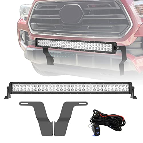 Dasen 32" 180W High Power LED Light Bar & Front Bumper Lower Grille Mounting Brackets w/Rocker Switch Wiring Kit Compatible with 2016-2022 Toyota Tacoma